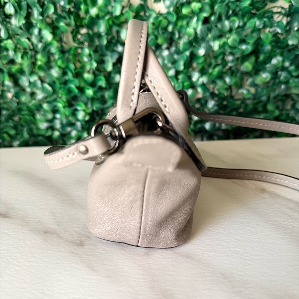 Longchamp Leather Gray Mini Handbag Crossbody Bag Charm - Picture 4 of 8